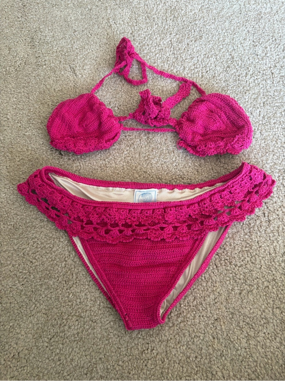 Anna kosturova crochet pink girly y2k beach swim bikini two piece size medium